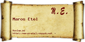 Maros Etel névjegykártya